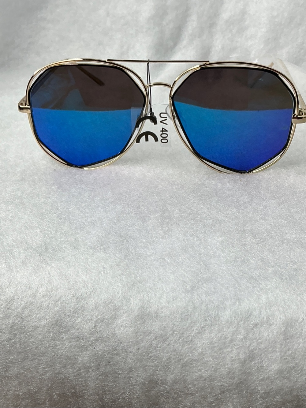Gold Frame Blue Mirrored Aviator Sunglasses - Men